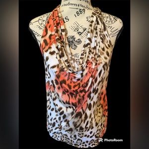 Boston Proper silk  slouch neck leopard halter top